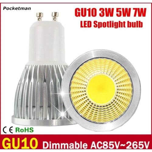 Super Bright GU10 LED Bulb 3W 5W 7W LED lamp light GU10 COB Dimmable GU 10 led Spotlight Warm/Cold White Free shipping