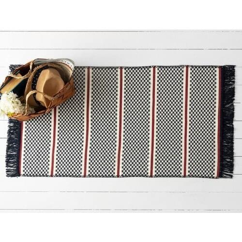 Fringed Woven Rugs-Indigo, Rugs, Household items, Traditional Items