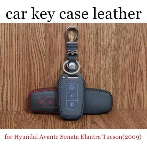 Only Red car accessory car key case leather hand sewing car key cover fit for Hyundai Avante Sonata Elantra Tucson(2009)