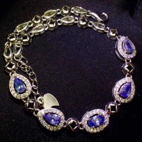 Anniversary Best Gift Tanzanite Bracelet Natural real Tanzanite Bracelet For men or women 925 sterling silver bracelet