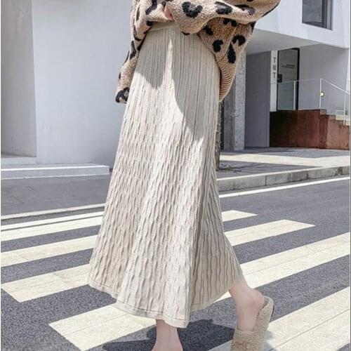 Womens Vintage Clothes Long Skirts Black Harajuku High Waist Streetwear 2021 fall winter Fashion Elastic Preppy Style Midi Skirt