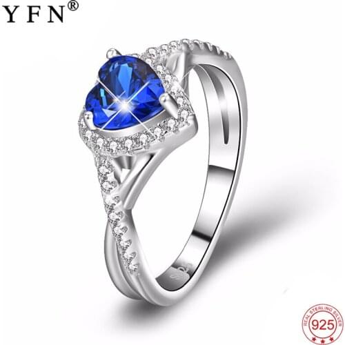 925 Sterling Silver Rings Women Infinity Love Ring Blue Crystal Luxury Jewelry & Accessories Rings Bijouterie For Women PYJ0027