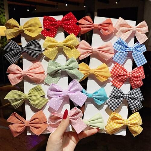1 Set New Cute Solid Bowknot Fabric Hairpin Children Girls Hairclip Hair Accessories Barrettes Ornaments Hairgrip Headdress