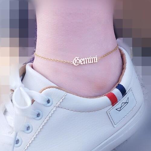 10pcs Anklets Stars Leg Chain Zodiac Sign Anklet Hip Hop Jewelry Women Constellation Tobilleras Mujer Virgo Taurus