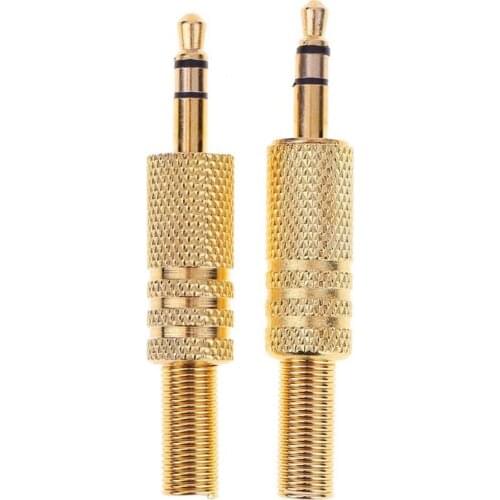 2pcs Gold Replacement 3.5mm 2 Pole Male Repair Headphones Audio Jack Plug Connector Soldering For Most Earphone Jack