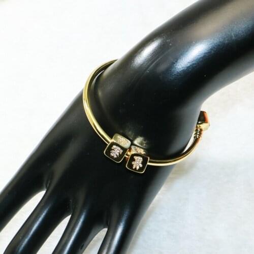 4Pcs Fashion Gold color bangle Double Cube Zircon charms Cube charms jewelry Bangle gift for lady 50272