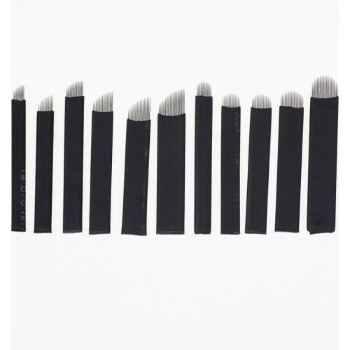 50pcs black skin packaging 0.18mm tattoo needle permanent makeup needle 7/9/11/12/14/18/21 manual eyebrow blade