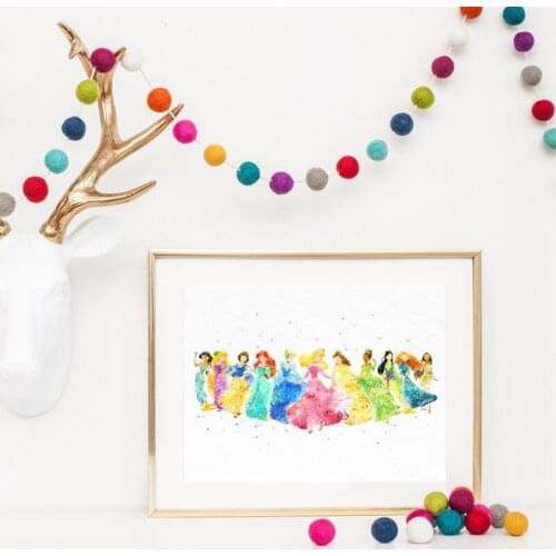 Watercolor Fairy Princess Collection Nursery Wall Art Canvas Painting Picture Nordic Poster Prints Girls Gift Baby Room Decor