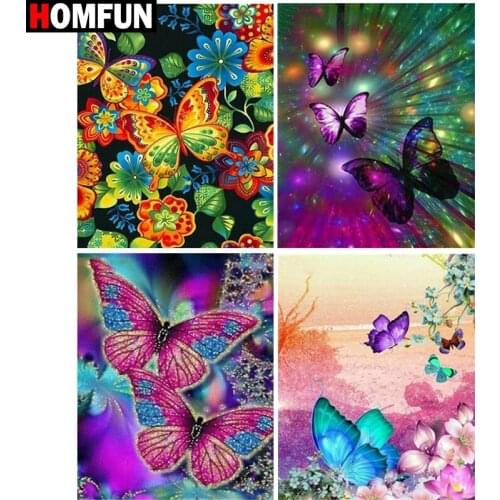 HOMFUN Full Square/Round Drill 5D DIY Diamond Painting "Butterfly landscape map" Embroidery Cross Stitch 5D Home Decor Gift