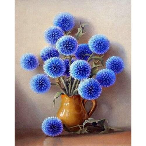 Diamond Embroidery 5D DIY Full Diamond Painting Cross Stitch Blue Dandelion Flower Crystal Rhinestone Mosaic Home Decor Craft YH