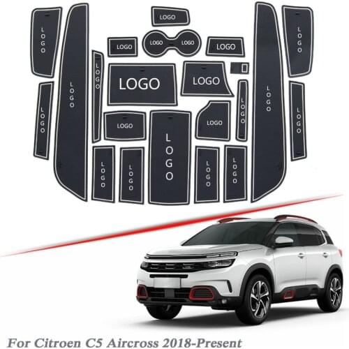 Brand LOGO Car Styling For Citroen C5 Aircross 2018-2020 Gate slot pad Interior Door Groove Mat Non-slip dust Mat Accessories
