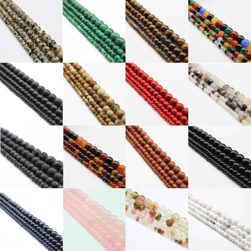 4 6 8 10mm Natural Stone Beads Matte Lava Onxy Round Full Strand Healing Gem Semi Precious Beads For Jewelry Making DIY Bracelet