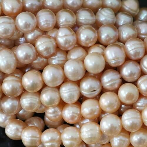 Natural 2 strands 7-8mm pink freshwater cultured screw thread pearl beads diy jewelry 15"