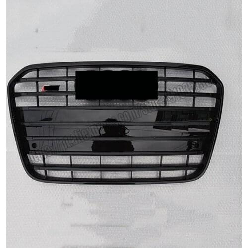 S6 Style Black Front Grille Grill For Audi A6 C7 2013 13 2014 14 2015 15 Black Frame Black Rings