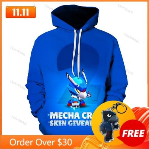 Mecha Crow Shooter Kids Hoodie Shooting Game Spike 3D Sweatshirt Tops Boys Girls Browlerss Cartoon Star, Tops Teen Clothes
