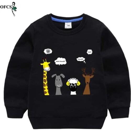 Children Baby Sweatshirt Kids Pullover Casual Boys Clothing Tops 18M-12 Years Spring Girls Cartoon Printed Sport Child Clothes