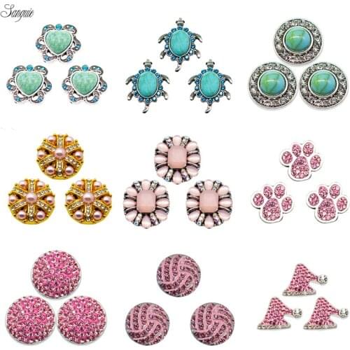 Enamel flower Snap Button rhinestone christmas hat snap Metal Fit 18mm Ginger Snaps Button Necklace pendant Bracelet Jewelry