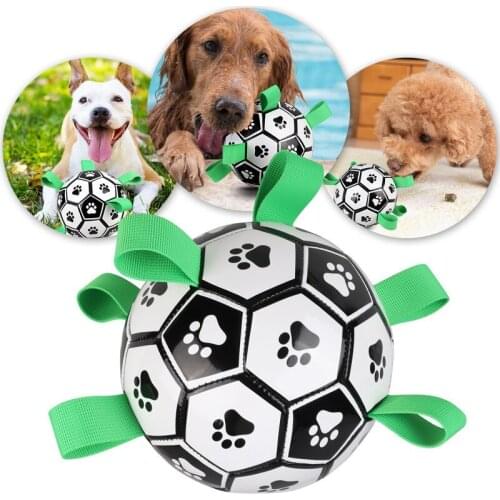 Indoor-Outdoor Dog Soccer Ball Interactive Dog Toy With Easy Grab Tabs Unique And Fun Dog Tug Toy Dog Water Toy
