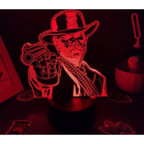 Red Dead Redemptions 2 Game Figure Arthur Morgan Lamp Led RGB Night Light Cool Gift Friend Gaming Room Table Colorful Decoration