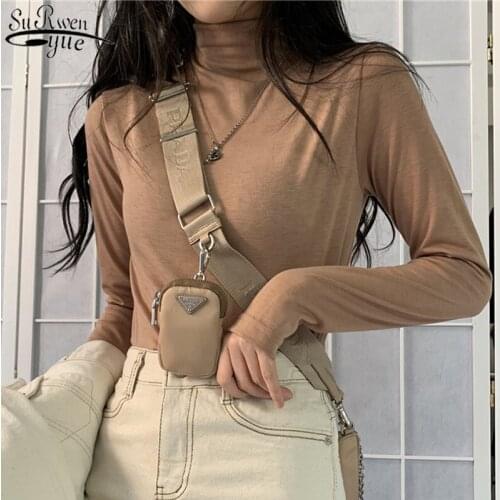 Korean Autumn and Winter Slim Wild Bottoming Shirts Solid Half-turtleneck Fleece-Lined Long Sleeve Shirt Warm shirts 11544