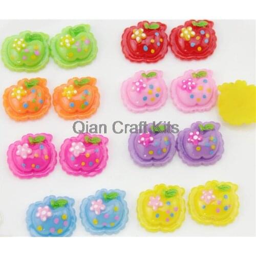 Set of 600pcs mixed color polka dot kawaii kitsch apple resin cabochons (18mm) for decoden kids jewelry diy Cell phone decor