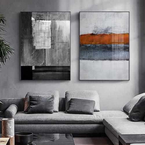 Modern Style Wall Pictures for Living Room Bedroom Abstract Wall Art Canvas Grey Orange Poster Home Decoration Canvas Painting