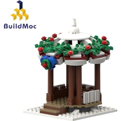 New Winter Village Gazebo Compatible Building Blocks MOC-17052 Technical Blocks Fit Diy Kids Toy Christmas Gift