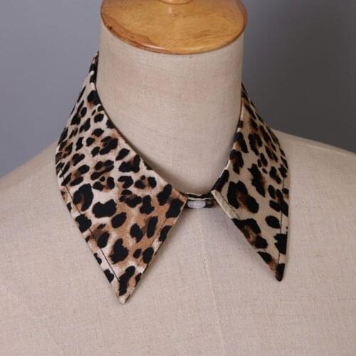 New Fashion Leopard Print Collar Shirt Fake Collar Tie Vintage Detachable Collar False Collar Lapel Blouse Top Women Accessories