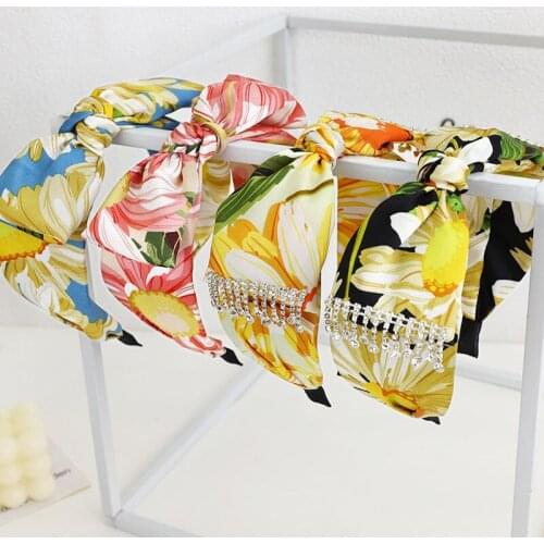 2021 New Women Headband Print Hairband Girl Bows Headbands Cross Turban Rhinestone Headwear Hair Hoop Girls Hair Accessories