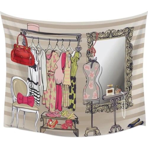 Clothes Mirror Chair Cosmetics Stripes Wall Tapestry Home Wall Decor Bedroom Tapestry Wall Hanging Yoga Mat Picnic Mat