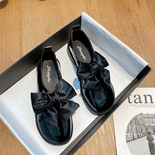 Autumn new style womens British style small single shoes, casual bow-knot shiny womens leather shoes, girly fashion shoes