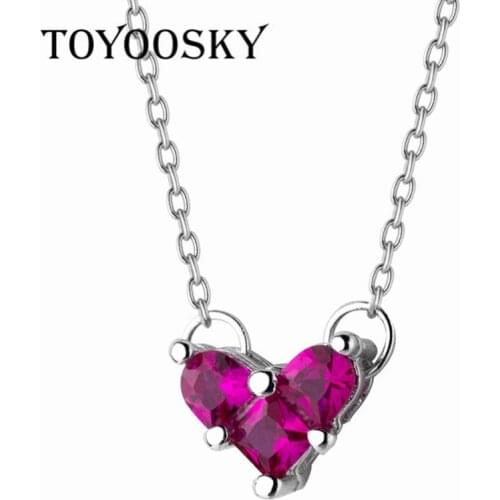 TOYOOSKY 2019 New Mothers Day Gift DIY Making Original Silver Colorful Heart Necklace With Zircon Lovers Valentines Day