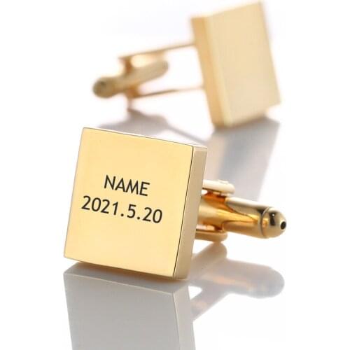 Personalized Customized Mens French Shirts Cufflinks Groom Laser Engraved LOGO Cuff Links Men Wedding Anniversary Jewelry Gifts