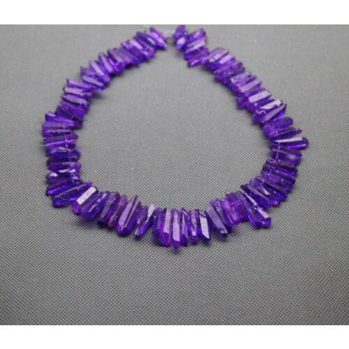 Gift idea Purple Raw Crystals Points Stick Beads Rock Rough Crystals Top Drilled Quartz Tusk Spike Beads Pendants