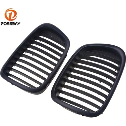 POSSBAY Front Matte Black Wide Kidney Auto Bumper Car Grille Grill for BMW 5 Series E39 M5 525tds/528i/530d/520i 1998-2003