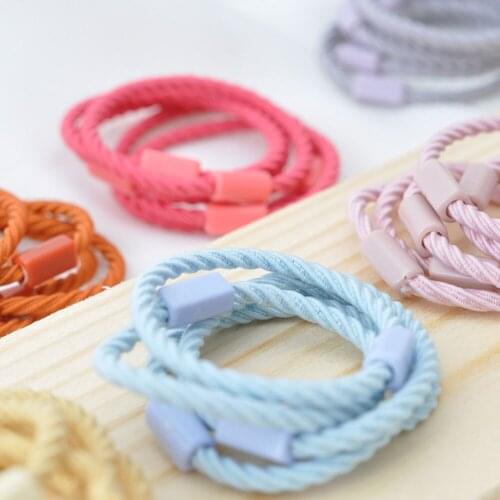4Pcs Children Elastic Simple Head Rope Tied Ponytail Solid Color Girl Rubber Band DIY Hair Circle Multicolour Hair Rope