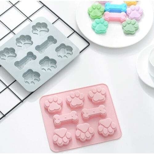6 even cat paw cake chocolate silicone mold ice pudding jelly mold cartoon fondant 3D silicone mold Fondant cake decorating tool