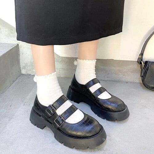 Mary jane shoes platform Lolita Lady Maid Uniform Buckle Round Head Thick High Heel Muffin Thick Sole Single Shoe Cosplay