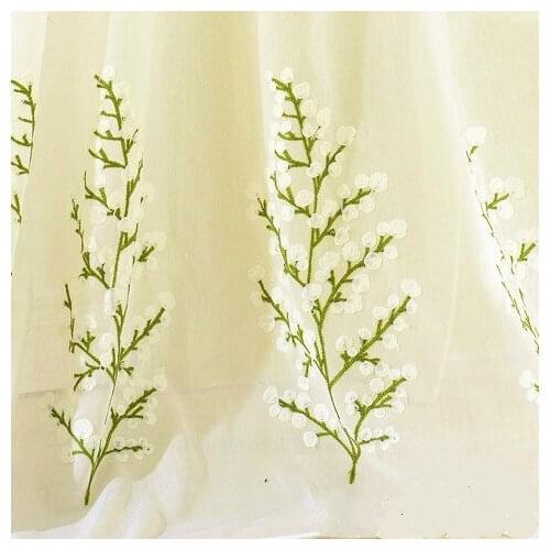 High quality cotton linen floral design white curtains for living room bedroom tulle window treatments screens