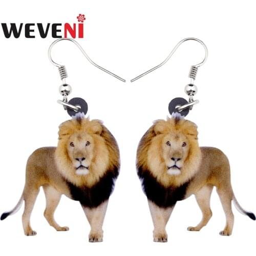 WEVENI Acrylic Elegant Walking Lion Earrings Cute Long Dangle Drop Wild Jungle Animal Jewelry For Women Girls Brincos Accesories
