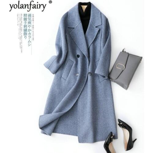YOLANFAIRY Womens Blue Coats