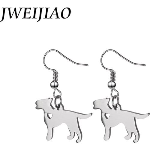 JWEIJIAO Bijoux Jewelry Dangle Earrings Stainless Steel Metal Dog Shaped Pendant Accessories Drop Earring Brincos SKU20