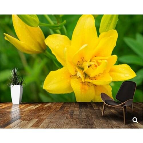 Custom nature murals,Yellow Lily,3D floral wallpaper for the living room bedroom TV backdrop embossed wallpaper