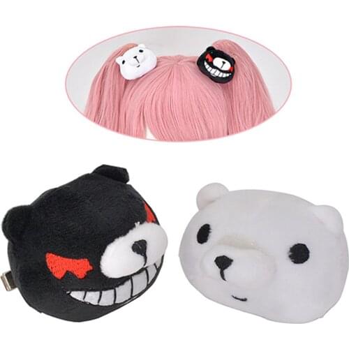 2021 Anime Danganronpa Monokuma Plush Hairpin Enoshima Junko Cosplay Bear Hair Jewelry Girl Kawaii Lovely Headwear Hair Clip