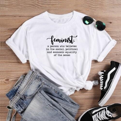 Feminiet Shirt Funny T Shirt Women Cotton Short Sleeve Tshirt Women T-shirt O-neck Camiseta Mujer White Tee Shirt Femme Tops