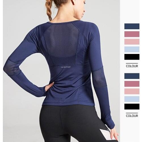 Womens Sports Wear Fitness Women Jersey knitting Long Sleeve Gym Woman Tight Sport Shirt Yoga Top Female Workout Tops T-shirt
