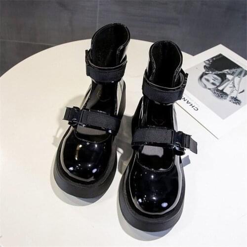 Black Fashion Platform Shoes Womens Spring New 2021 Japanese College Style Cosplay High Heels 7cm Mary Jane High Top Buckle