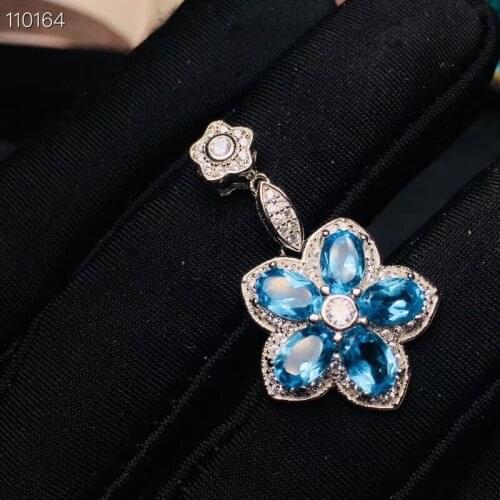 Elegant Lovely delicate stars natural blue topaz Pendant natural gemstone pendant S925 silver Women party gift fine jewelery
