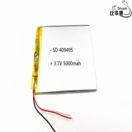 10pcs/lot 3 line 3.7V,5000mAH 409495 (polymer lithium ion battery) Li-ion battery for tablet pc 7 inch 8 inch 9inch