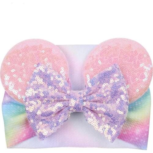 10pcs/lot Hot Sale 5'' Sequin Hairbow Turban Headband Kids Glitter Headband For Girls Elastic Hair Accessories Head Wrap